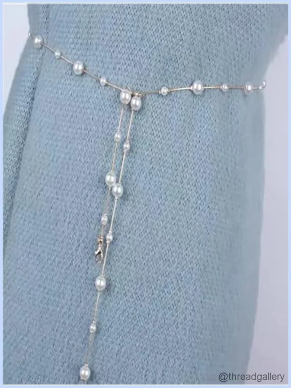 Faux Pearl Waist Chain Belt Adjustable Body Chain for Women Dress